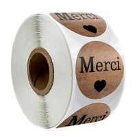 Round kraft paper French 'Thank You'  Gift Packaging Plain Stickers Rolls